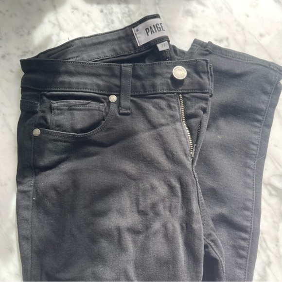 PAIGE SZ 27 RIPPED KNEE BLACK JEAN - Picture 5 of 5